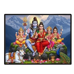 Lord Shankar Parvti Laminated Photo - 5x7 Inches, Divine Blessings For Home & Office And Temple Decoration (F16104)