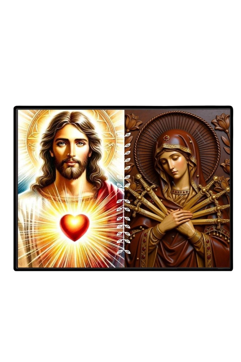 Jesus And Immaculate Heart Of Mary Laminated Photo - 9x11 Inches, Divine Blessings For Home & Office And Temple Decoration (F16193)