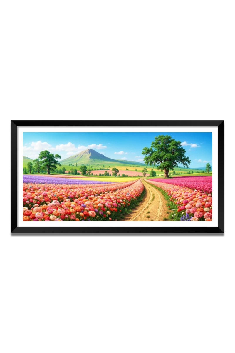 Nature Landscape Floating Frame Scenery Digital Print - (I5874) - 24x36 inch Modern Nature Wall Art for Living Room, Bedroom, Office, Hotels, Drawing Room