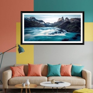 Nature Landscape Floating Frame Scenery Digital Print - (I5880) - 12x24 inch Modern Nature Wall Art for Living Room, Bedroom, Office, Hotels, Drawing Room