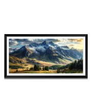 Nature Landscape Floating Frame Scenery Digital Print - (I5704) - 24x48 inch Modern Nature Wall Art for Living Room, Bedroom, Office, Hotels, Drawing Room