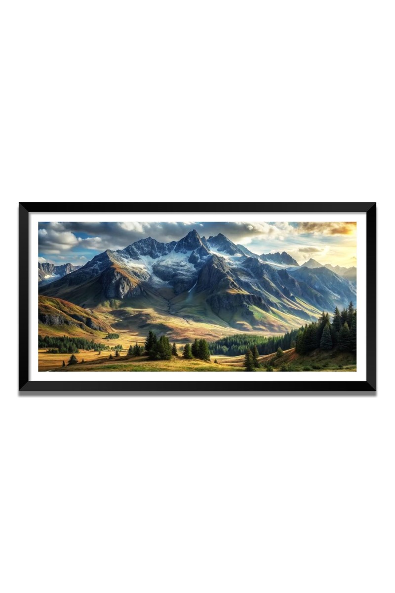 Nature Landscape Floating Frame Scenery Digital Print - (I5704) - 24x48 inch Modern Nature Wall Art for Living Room, Bedroom, Office, Hotels, Drawing Room