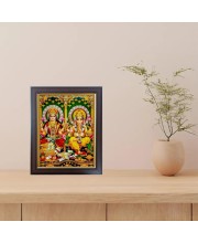 Hitech Sales Sri Laxmi Devi & Ganesh ji Photo Frame for Pooja Room, Temple Decor, Home Decoration and Gift (Wall and Tabletop, Rectangular, Polystyrene Frame, Printed Photo, 24 x 29 cm Black)