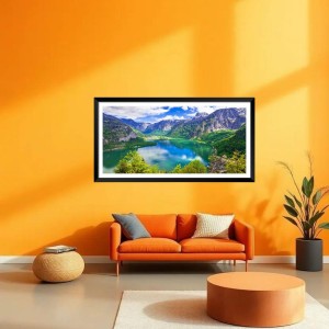 Nature Landscape Floating Frame Scenery Digital Print - (I5851) - 24x48 inch Modern Nature Wall Art for Living Room, Bedroom, Office, Hotels, Drawing Room