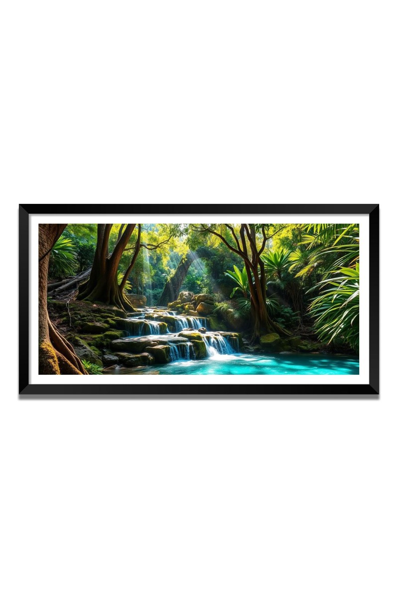 Nature Landscape Floating Frame Scenery Digital Print - (I5588) - 18x36 inch Modern Nature Wall Art for Living Room, Bedroom, Office, Hotels, Drawing Room