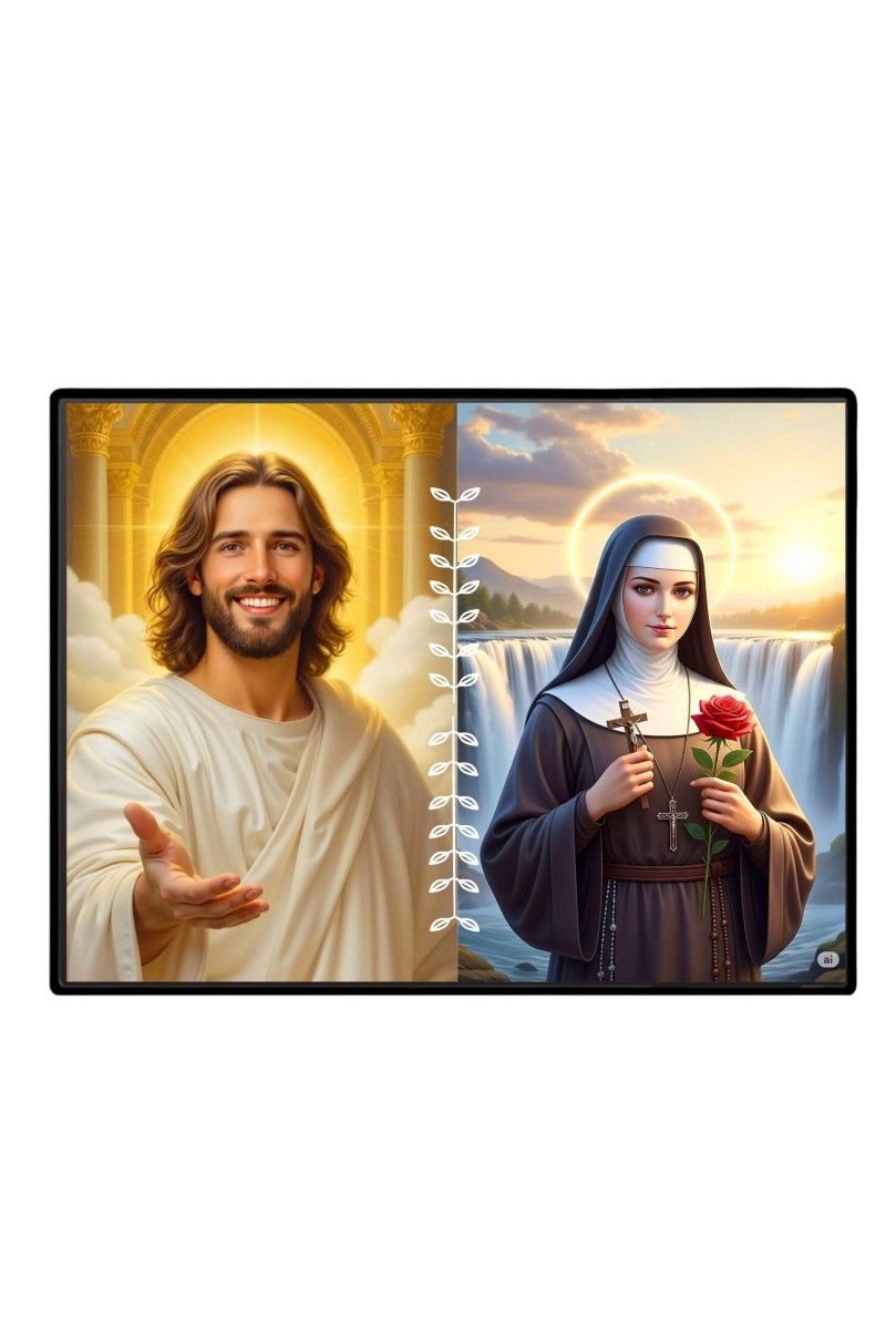 Jesus Christ-St. Therese Of Lisieux Laminated Photo - 7x9 Inches, Divine Blessings For Home & Office And Temple Decoration (F16251)