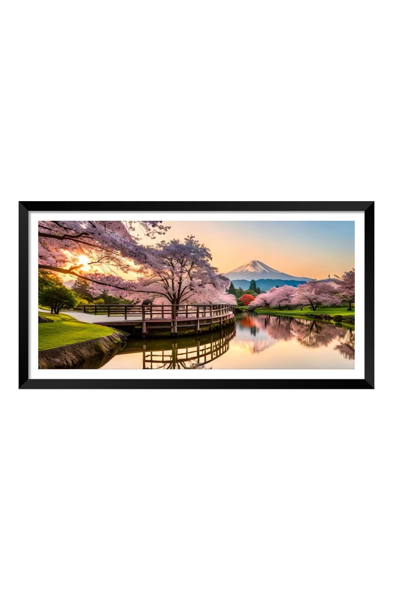 Nature Landscape Floating Frame Scenery Digital Print - (I5929) - 24x36 inch Modern Nature Wall Art for Living Room, Bedroom, Office, Hotels, Drawing Room