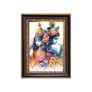 Sri Krishna and Sri Radha Digital Print Photo 8.7x10.7 inches - Vibrant Religious Wall Art for Home or Office Decor.