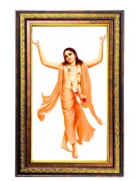 Sri Chaitanya Mahaprabhu Digital Golden Balck Color Photo Frame | Hindu Religious Wall Decor | 10x16 Inches - Inspirational Wall Art For Office, Home Decor - Ideal Spiritual Gift (F16698)