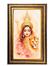 Goddess Durga Digital Golden Balck Color Photo Frame | Hindu Religious Wall Decor | 10x16 Inches - Inspirational Wall Art For Office, Home Decor - Ideal Spiritual Gift (F16837)