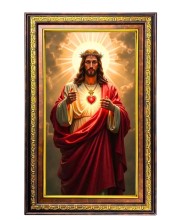 Lord Jesus Digital Golden Balck Color Photo Frame | Hindu Religious Wall Decor | 12x18 Inches - Inspirational Wall Art For Office, Home Decor - Ideal Spiritual Gift (F16760)