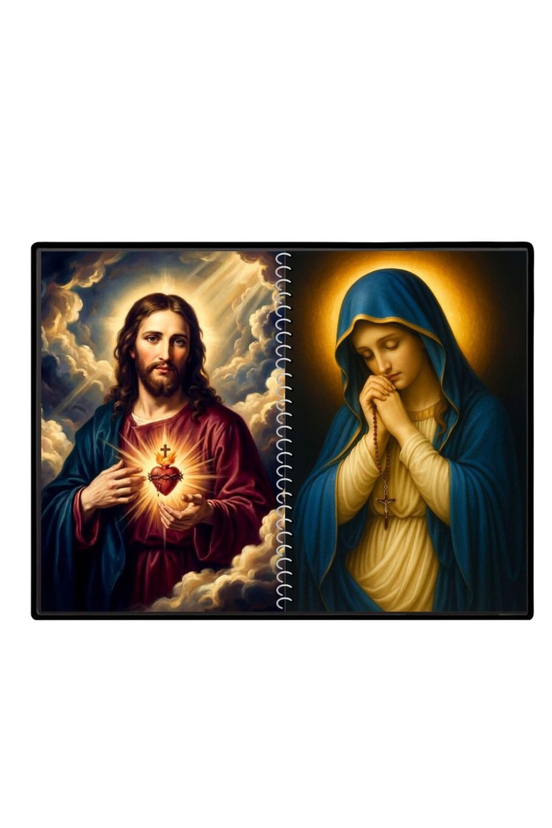 Jesus Christ-Our Lady Of Rosary Laminated Photo - 7x9 Inches, Divine Blessings For Home & Office And Temple Decoration (F16379)