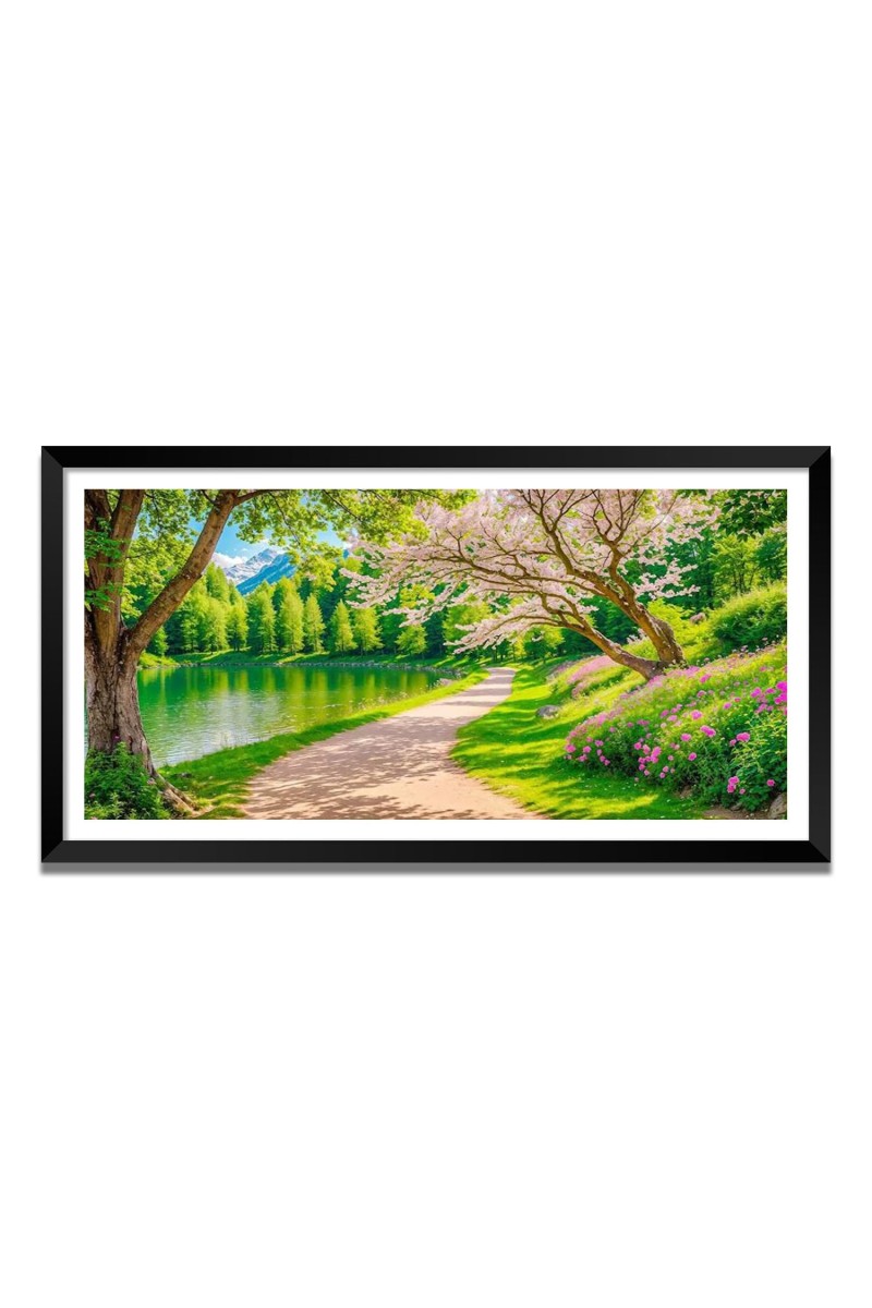 Nature Landscape Floating Frame Scenery Digital Print - (I5853) - 24x36 inch Modern Nature Wall Art for Living Room, Bedroom, Office, Hotels, Drawing Room