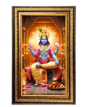 Lord Vishnu Digital Golden Balck Color Photo Frame | Hindu Religious Wall Decor | 14x20 Inches - Inspirational Wall Art For Office, Home Decor - Ideal Spiritual Gift (F16805)