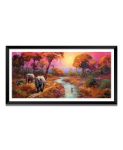 Nature Landscape Floating Frame Scenery Digital Print - (I5771) - 12x24 inch Modern Nature Wall Art for Living Room, Bedroom, Office, Hotels, Drawing Room