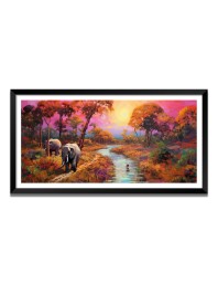 Nature Landscape Floating Frame Scenery Digital Print - (I5771) - 12x24 inch Modern Nature Wall Art for Living Room, Bedroom, Office, Hotels, Drawing Room