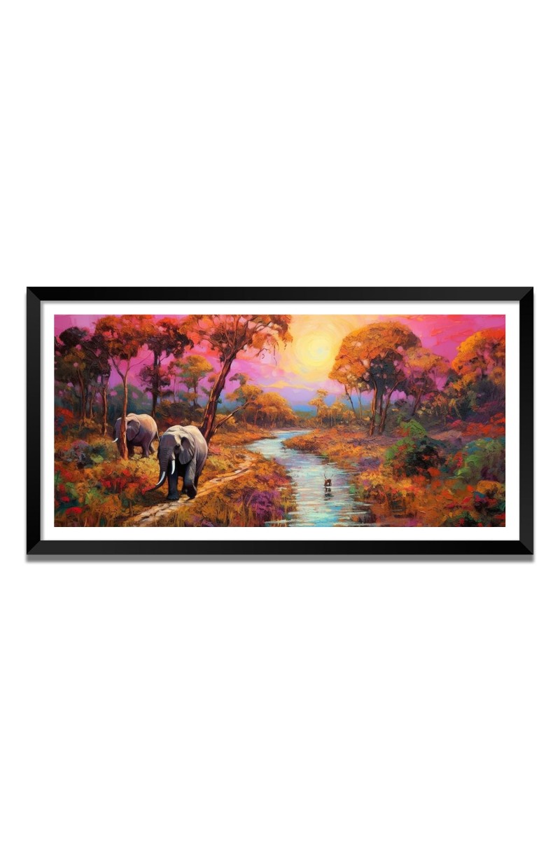 Nature Landscape Floating Frame Scenery Digital Print - (I5771) - 12x24 inch Modern Nature Wall Art for Living Room, Bedroom, Office, Hotels, Drawing Room