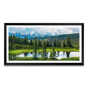 Nature Landscape Floating Frame Scenery Digital Print - (I5735) - 12x24 inch Modern Nature Wall Art for Living Room, Bedroom, Office, Hotels, Drawing Room