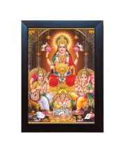 Hitech Lakshmi/mahalaxmi with Ganesh Saraswati and dhan kuber Laminated photo frame for Wall, Temple, Outdoor Spaces Home Decor, gifts (Pvc Frame and Front - Glass, 8 x 6 inch)