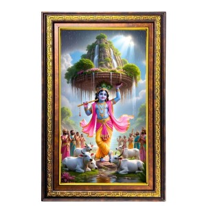 Lord Krishna Lifting Govardhana Digital Golden Balck Color Photo Frame | Hindu Religious Wall Decor | 10x16 Inches - Inspirational Wall Art For Office, Home Decor - Ideal Spiritual Gift (F16686) Lord Krishna Lifting Govardhana Digital Golden Balck Color Photo Frame | Hindu Religious Wall Decor | 10x16 Inches - Inspirational Wall Art For Office, Home Decor - Ideal Spiritual Gift (F16686)