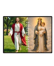 Jesus Immaculate Heart Of Mary Laminated Photo - 13x15 Inches, Divine Blessings For Home & Office And Temple Decoration (F16245)