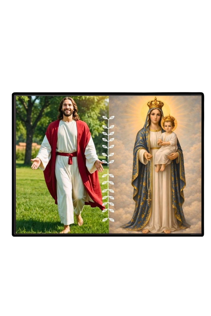 Jesus Immaculate Heart Of Mary Laminated Photo - 7x9 Inches, Divine Blessings For Home & Office And Temple Decoration (F16245)