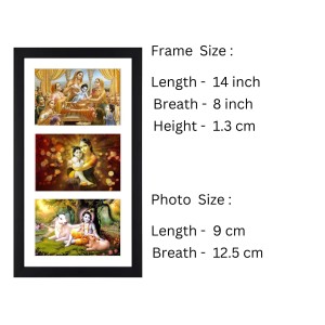 Sri Sri lord Krishna three colored photos in one frame| Spiritual Devotional Wall Art | Photos for puja room, wall and table top