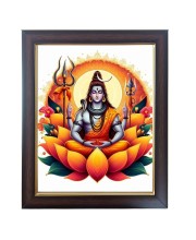 Hitech Sales Mahadev Shiv Ji Photo Frame for Pooja Room, Temple Decor, Home Decoration and Gift(Wall and Tabletop, Rectangular, Polystyrene Frame, Printed Photo, 24 x 29 cm, Black)