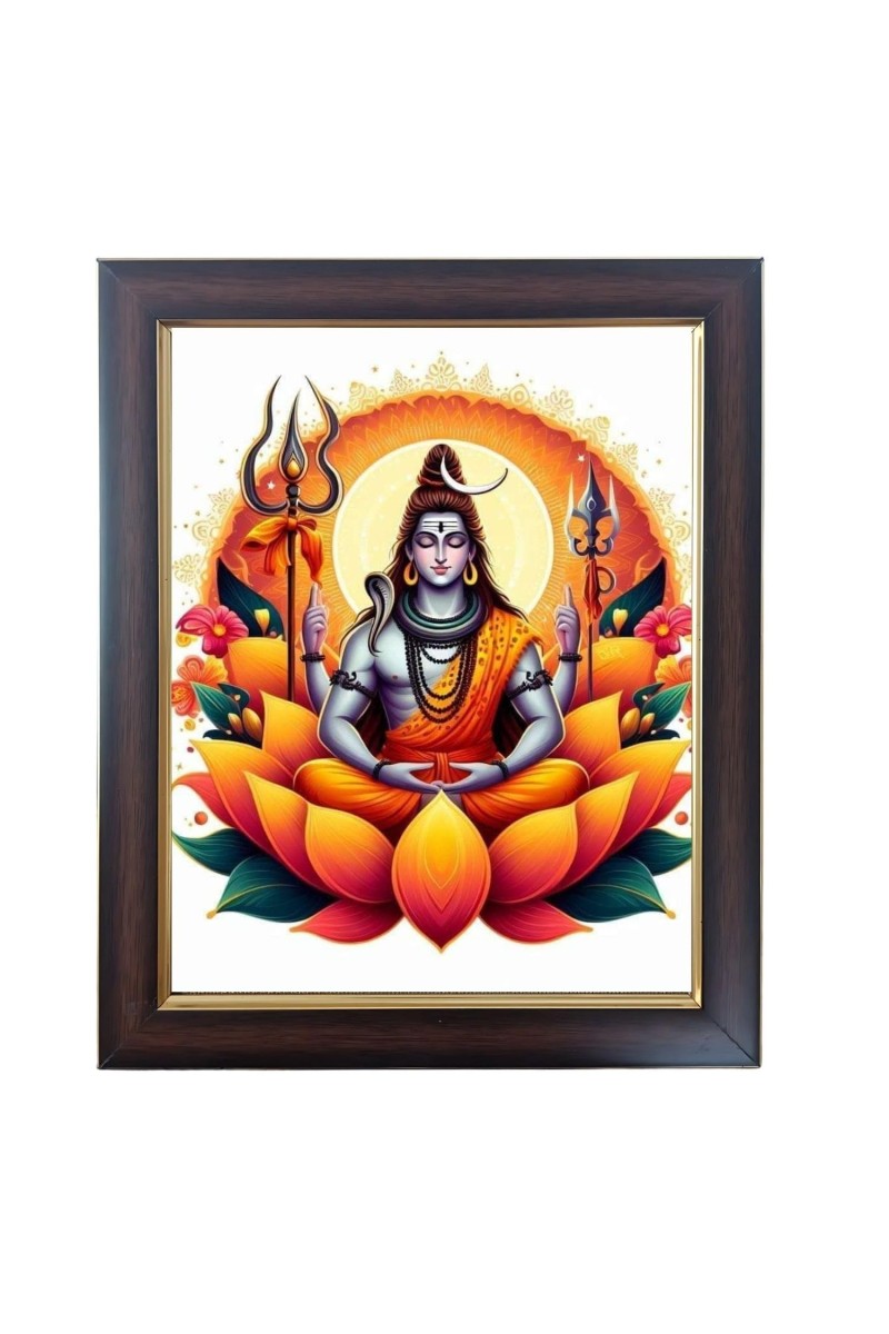 Hitech Sales Mahadev Shiv Ji Photo Frame for Pooja Room, Temple Decor, Home Decoration and Gift(Wall and Tabletop, Rectangular, Polystyrene Frame, Printed Photo, 24 x 29 cm, Black)