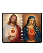 Jesus And Immaculate Heart Of Mary Laminated Photo - 7x9 Inches, Divine Blessings For Home & Office And Temple Decoration (F16195)