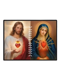 Jesus And Immaculate Heart Of Mary Laminated Photo - 11x13 Inches, Divine Blessings For Home & Office And Temple Decoration (F16195)