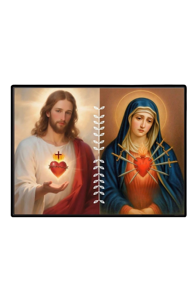 Jesus And Immaculate Heart Of Mary Laminated Photo - 9x11 Inches, Divine Blessings For Home & Office And Temple Decoration (F16195)