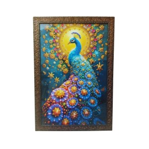 Majestic Peacock with Floral Halo Wall Art – 3D Embellished Decorative Frame Painting (size13.5/19.5 inches) Majestic Peacock with Floral Halo Wall Art – 3D Embellished Decorative Frame Painting (size13.5/19.5 inches)