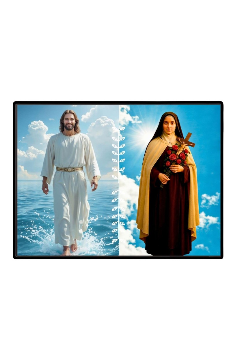 Jesus Christ-St. Therese Of Lisieux Laminated Photo - 7x9 Inches, Divine Blessings For Home & Office And Temple Decoration (F16250)