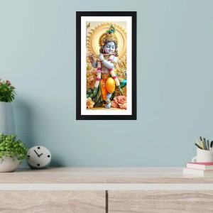 Hi Tech Sales Lord Krishna Photo Frame for Wall | Multicolor Wood Laminated Krishna Wall Frame | Hindu God Krishna Picture for Puja Room, Temple & Living Room Decor | Spiritual Home Decor Gift (16 x 9.2 Inch)