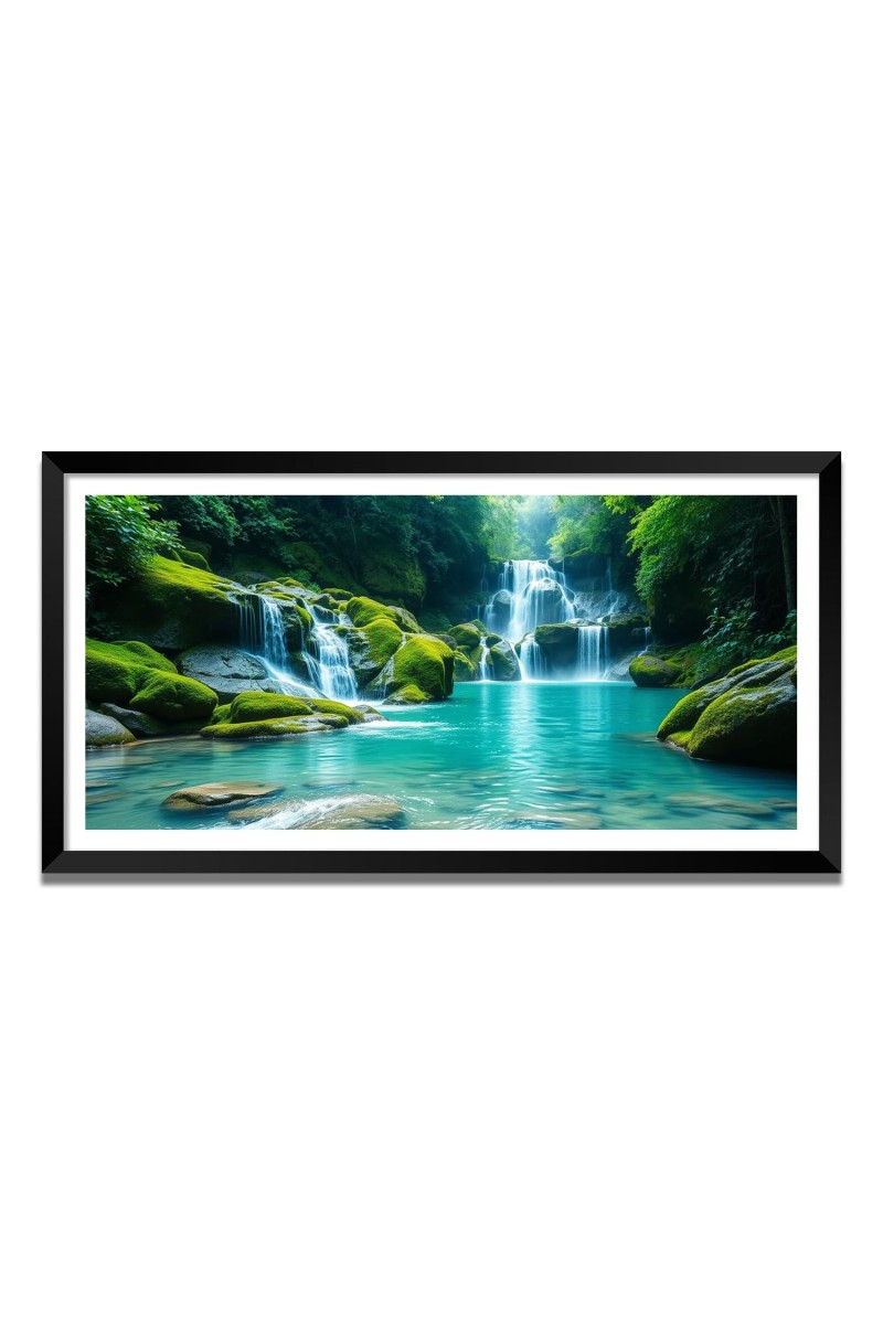 Nature Landscape Floating Frame Scenery Digital Print - (I5676) - 18x36 inch Modern Nature Wall Art for Living Room, Bedroom, Office, Hotels, Drawing Room