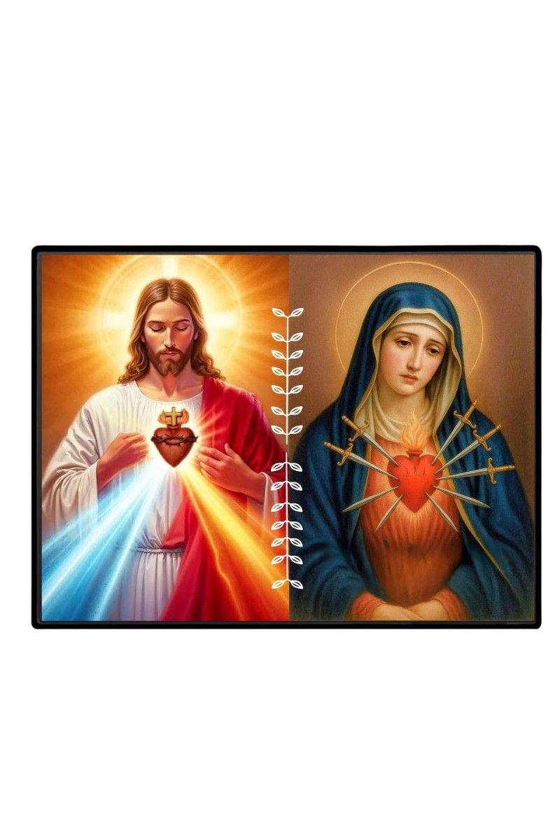 Jesus And Immaculate Heart Of Mary Laminated Photo - 9x11 Inches, Divine Blessings For Home & Office And Temple Decoration (F16186)