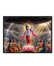 Lord Krishna Laminated Photo - 7x9 Inches, Divine Blessings For Home & Office And Temple Decoration (F16075)