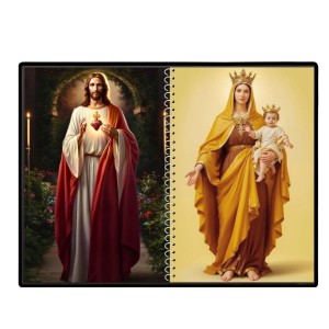 Jesus Christ-Virgin Mary Laminated Photo - 7x9 Inches, Divine Blessings For Home & Office And Temple Decoration (F16389)