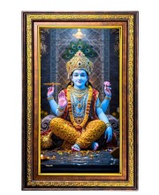 Lord Vishnu Digital Golden Balck Color Photo Frame | Hindu Religious Wall Decor | 14x20 Inches - Inspirational Wall Art For Office, Home Decor - Ideal Spiritual Gift (F16863)