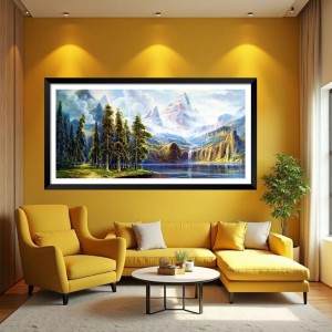 Nature Landscape Floating Frame Scenery Digital Print - (I5563) - 18x36 inch Modern Nature Wall Art for Living Room, Bedroom, Office, Hotels, Drawing Room