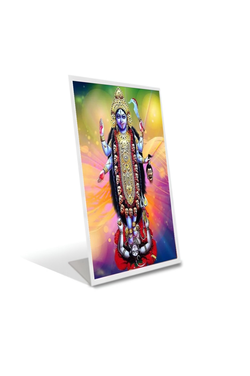 Car Desk/Table Top Jai Maa Kaali Acrylic L-Style Photo Stand - 5x7 Inches, Compact And Stylish Spiritual Display (F6685)