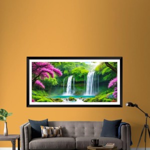 Nature Landscape Floating Frame Scenery Digital Print - (I5855) - 24x48 inch Modern Nature Wall Art for Living Room, Bedroom, Office, Hotels, Drawing Room