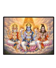 Lord Brahma VISHNU Mahesh Laminated Photo - 11x13 Inches, Divine Blessings For Home & Office And Temple Decoration (F16052)