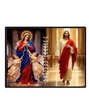 Jesus Blessed Virgin Mary Laminated Photo - 11x13 Inches, Divine Blessings For Home & Office And Temple Decoration (F16240)