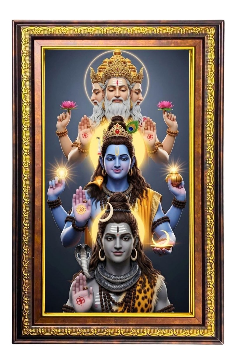 Lord Ganesha Digital Golden Balck Color Photo Frame | Hindu Religious Wall Decor | 10x16 Inches - Inspirational Wall Art For Office, Home Decor - Ideal Spiritual Gift (F16492)