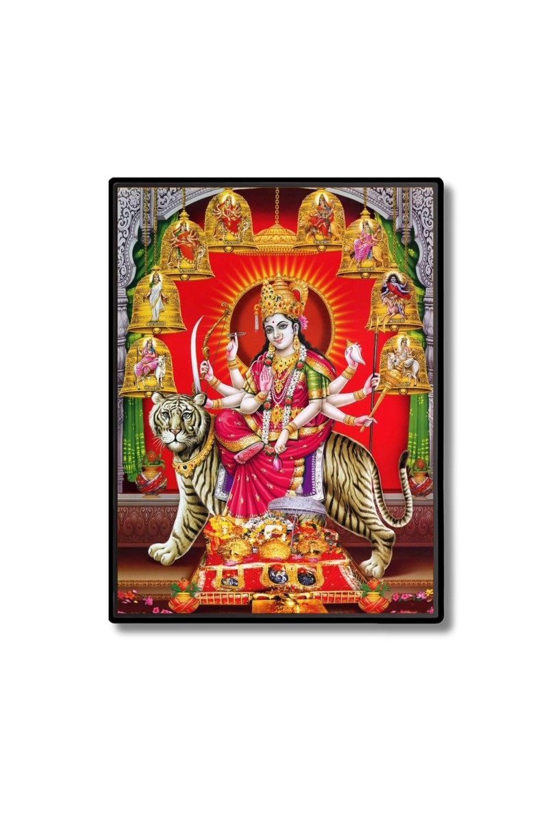 Nava Durga Laminated Photo - 13x15 Inches, Divine Blessings for Home & Office and Temple Decoration