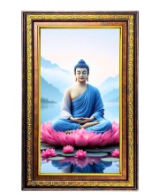 Lord Buddha Digital Golden Balck Color Photo Frame | Hindu Religious Wall Decor | 10x16 Inches - Inspirational Wall Art For Office, Home Decor - Ideal Spiritual Gift (F16839)