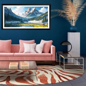 Nature Landscape Floating Frame Scenery Digital Print - (I5812) - 18x36 inch Modern Nature Wall Art for Living Room, Bedroom, Office, Hotels, Drawing Room