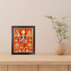 Hitech Sales Maa Lakshmi with Eight Avatars with Saraswati and Ganeshji Photo Frame for Pooja Room, Temple Decor, Home Decoration and Gift